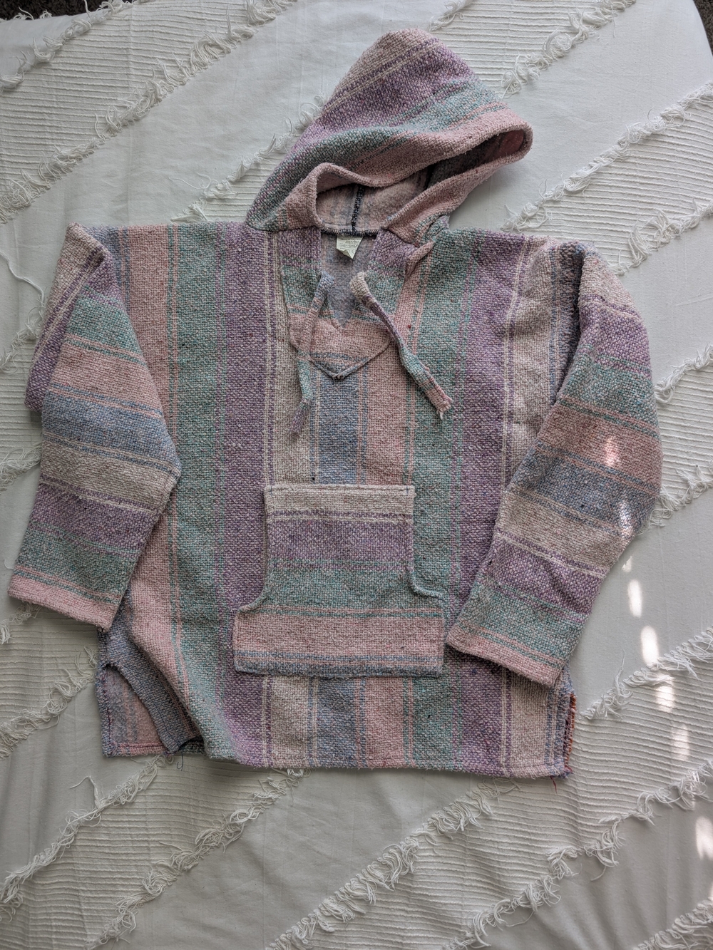 Pastel Striped Hooded Baja Sweater - Pink, Lavender, Mint